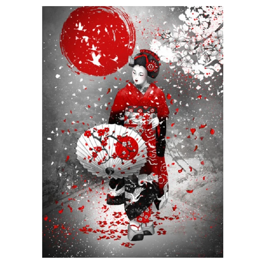 Rhinestones Embroidery 5D DIY Diamond Painting Japanese Woman Cross Stitch Mosaic Handicrafts Home Decor Gift Wall Arts Decor_副本