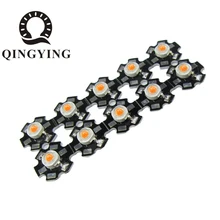 10 шт. 1 Вт 3 Вт высокомощный светодиодный бисер с 20 мм белый черный звезда PCB радиатор полный спектр белый зеленый синий темно-красный 660nm желтый