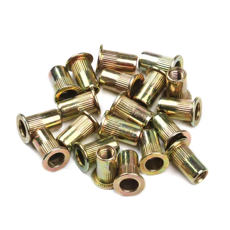 10PCS/set M3 M4 M5 M6 Carbon steel Rivet Nuts Flat Head Rivet Nuts Set Nuts Insert Riveting