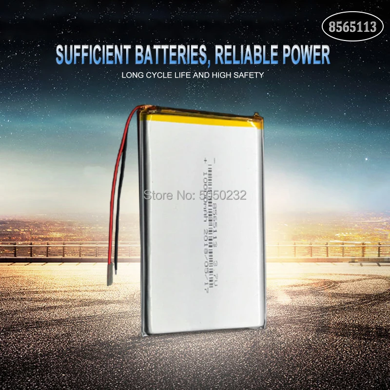 1pc 10000mAh 3.7V 8565113 Lithium Li-polymer Rechargeable Battery Li-ion Li Po cells For Tablet DVD GPS Medical Device | Электроника