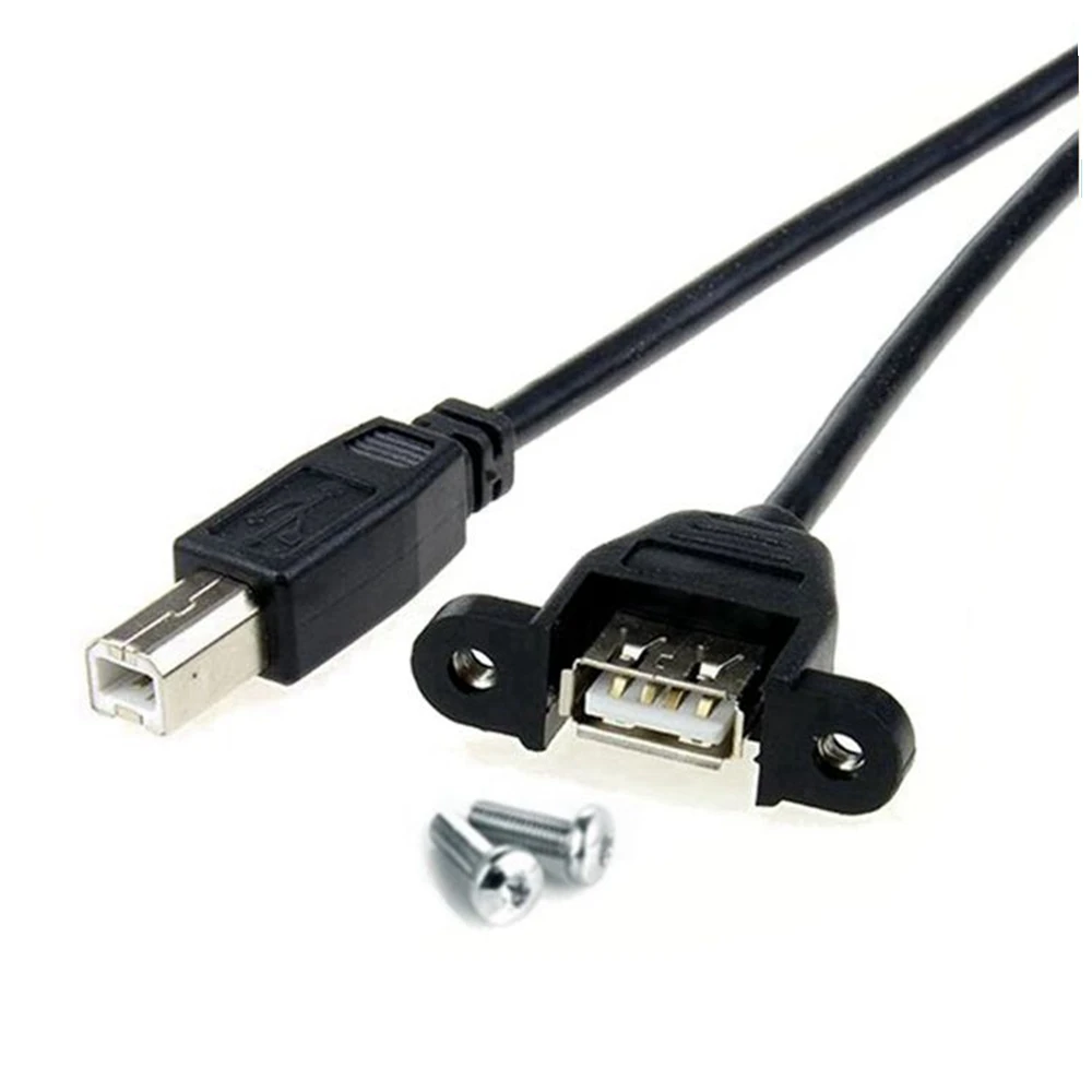 USB Cable Mini USB to USB-B Type Printer Extension Male to Female Jack Fixed Screw Hole 30cm 50cm