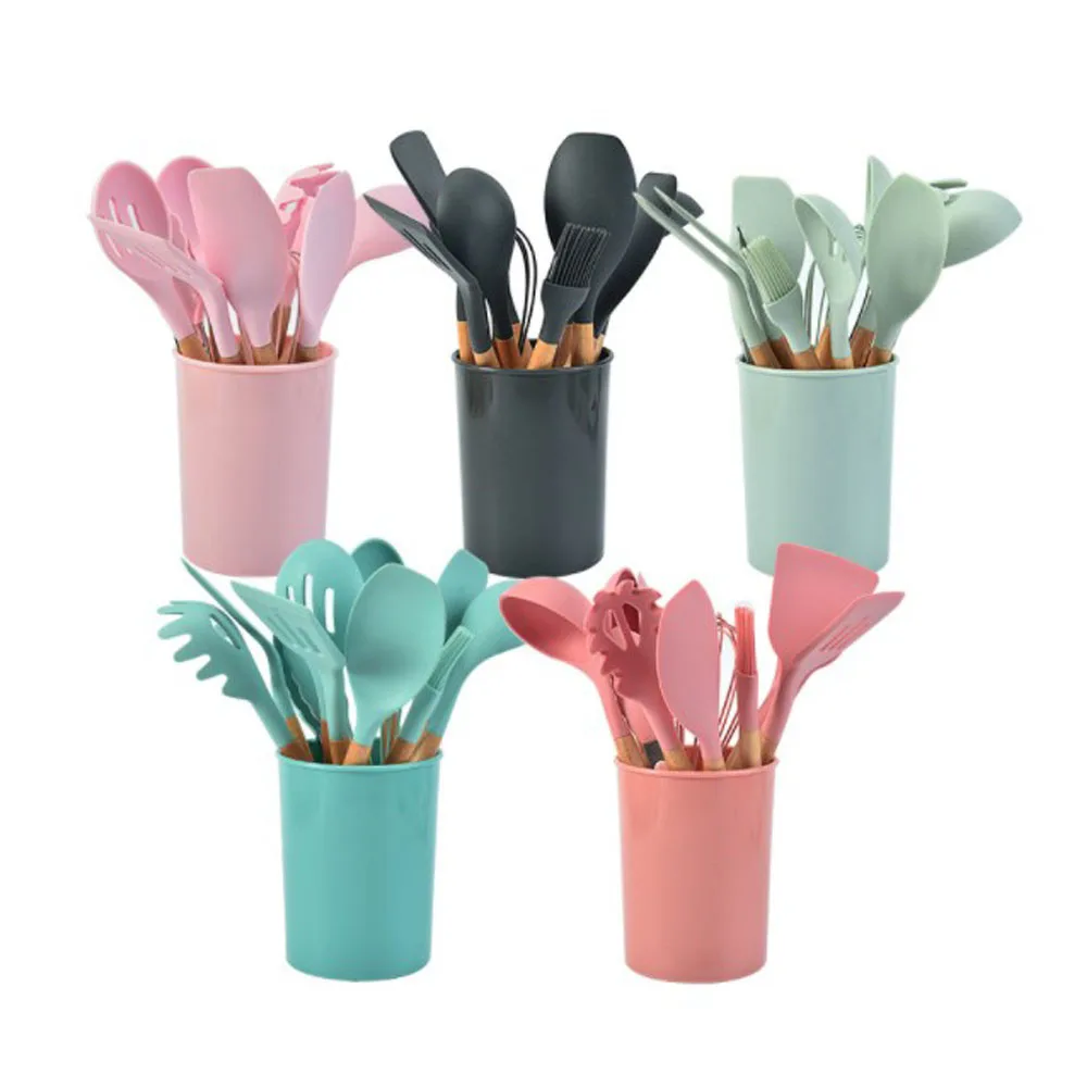 11 шт. деревянные обрабатывать кремний посуда Кухня кухонная шпатель суповая