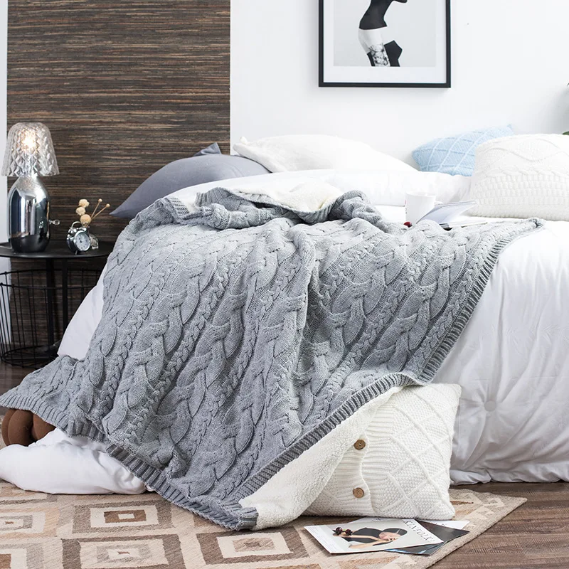 Эмма Руи Цзин текстиль утолщение и Одеяло Овечья шерсть вязаное акриловое одеяло чистый цвет пряжа диван полотенце