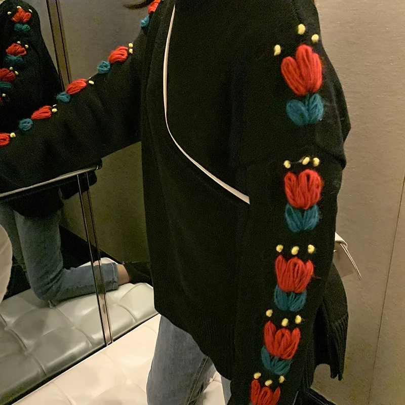 Sweater Women's New Autumn and Winter 2019 Women's Sweater Embroidered Flower Long Sleeve Pullover Plus Size Women Sweater