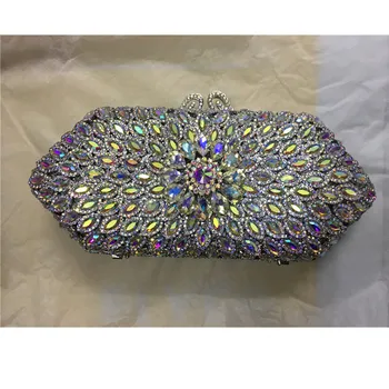 

New Rhinestone Bag Metallic Diamonds Bridal Party Dazzling Women Crystal Evening Metal Clutches Bridal Wedding Box Clutch Bags