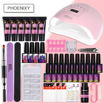 

Manicure Set For Nail Kit 80W UV Lamp Dryer Nail Set with Machine Polygel Nail Gel Polish Soak Off Manicure Tool Kit Nail Set