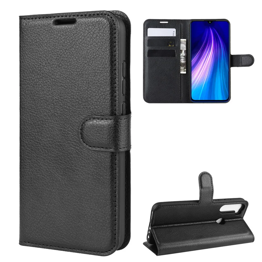 Чехол для Xiaomi Redmi Note 8 кожаный флип-чехол телефона чехол-подставка с держателем