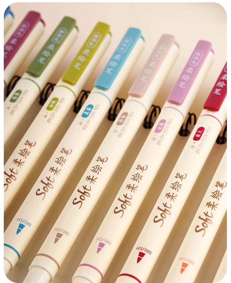 3pcs New Retro Color Art Marker Drawing Pens Set Soft Brush Tip Original Design Calligraphy Lettering Painting School A6335