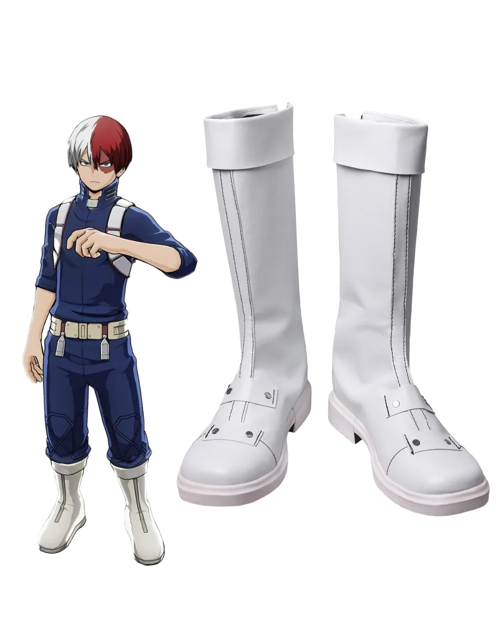 Costumebuy/Обувь для косплея «Мой герой» 3 Boku no Hero Akademia Todoroki Shoto; белые ботинки; аксессуары для костюма; реквизит для Хэллоуина