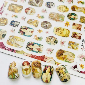 

Newest TSC-192-193 ANGEL flower fairy 3d nail art sticker MUCHA retro decals nail tools nail decoration nail art decal tools
