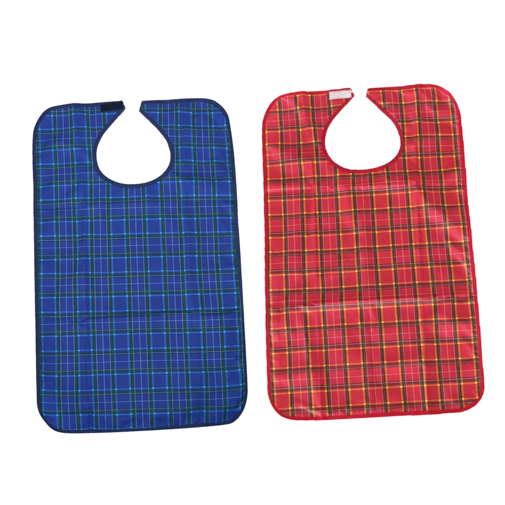 

2 Pieces Waterproof Adults Elder Mealtime Cloth Protector Disability Aid Bib