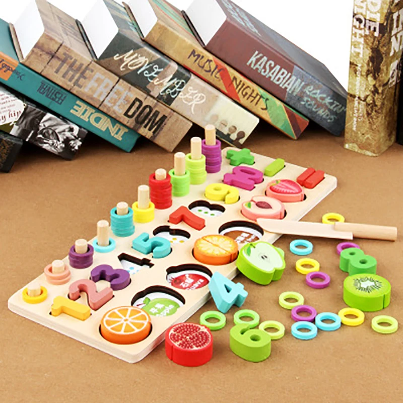 Baby toys Preschool Wooden Montessori busy board Feature math fishing Game preschool Baby Kids Development Practice and Senses