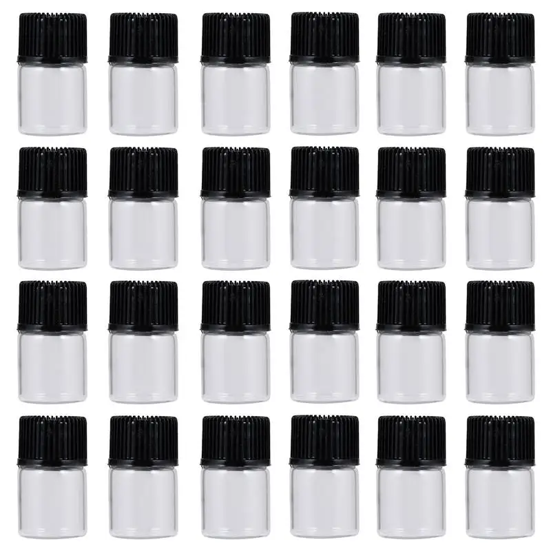 

30Pcs 2ML Mini Essential Oil Bottle Jar Orifice Reducer & Cap Refillable Bottles Glass Vials Cosmetic Containers