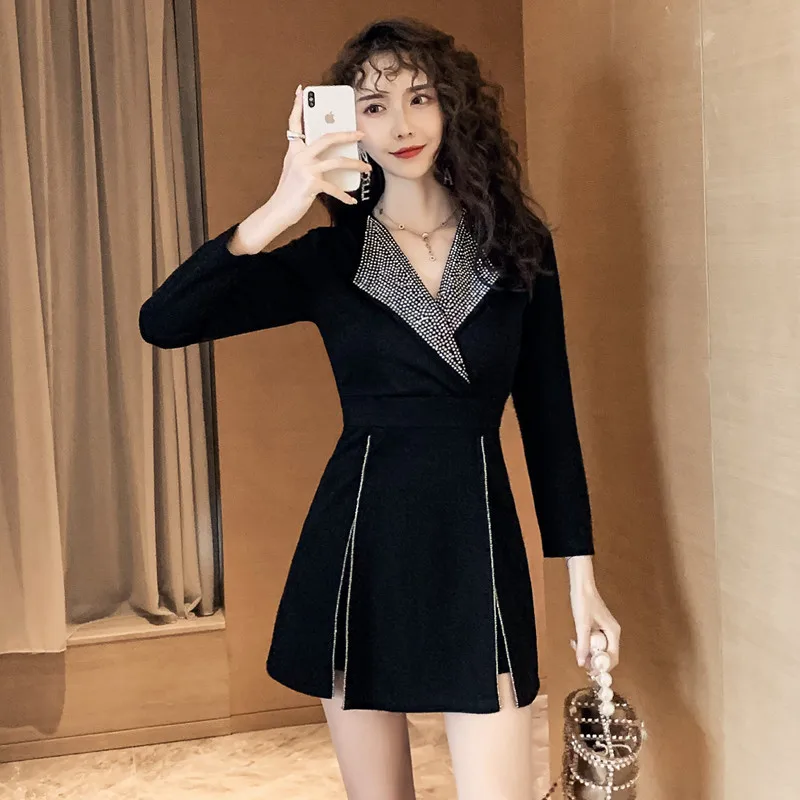 

Set 2019 Autumn New Style Debutante Elegant WOMEN'S Dress + Slim Fit Fashion Shorts Two-Piece Set