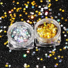 3 мм x 3 мм пять звезд Тонкий дизайн ногтей блестки украшения красочные DIY блестки дизайн ногтей блестки советы(China)