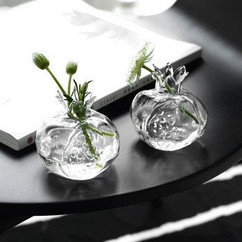 

Mini Pomegranate Glass Vase Handmade Vase Transparent Glass Flower Pot Hydroponic Flower Arrangement Crafts Desktop Decoration