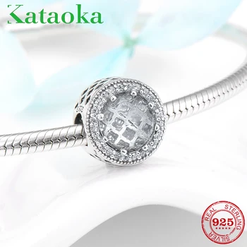 

925 Sterling Silver Round shape charming like clear Crystal zircon fine Bead Fit Original European Charm Bracelet Jewelry making