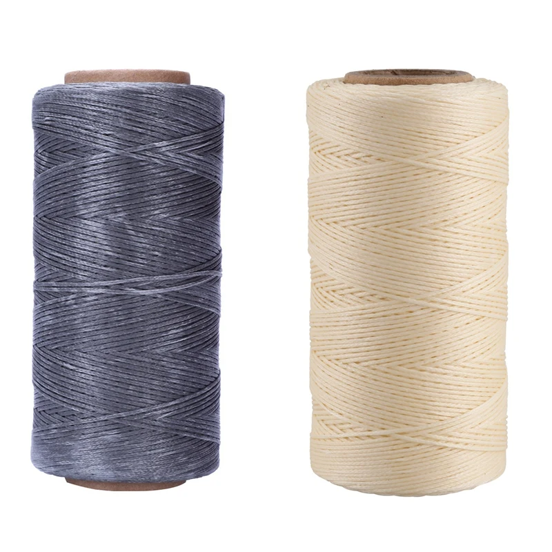HOT 2 Pcs 260M 150D 1MM Leather Sewing Waxed Wax Thread Hand Needle