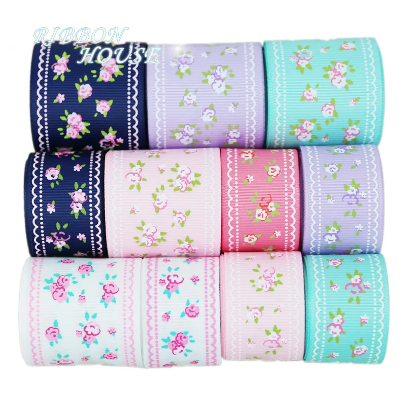 -10 ярдов/партия ленты в рубчик с цветочным принтом grosgrain ribbon printed grosgrain ribbonribbon | Ленты -32318673332