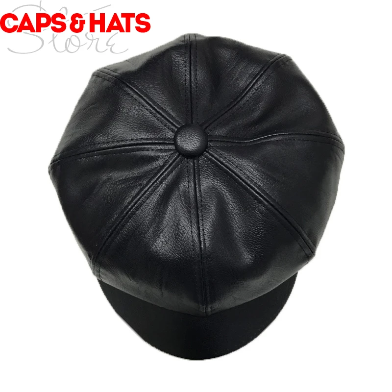 Кожаный берет Женская восьмиугольная кепка berret cappelli donna Британский живописец frenchat заколка petten PU живописные шапки bere - Цвет: photo color