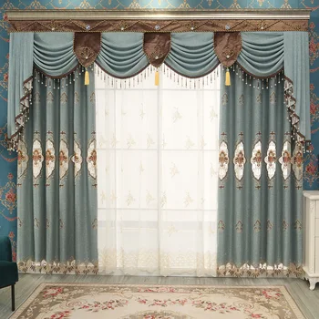 

European Style Cotton Embroidered Curtains for Living Room Curtains for Bedroom Blackout Curtains
