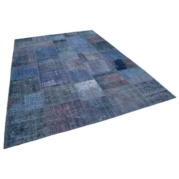 

250x356 Cm Blue Handmade Patchwork Rug-8x12 Ft