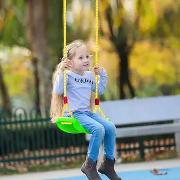 

Rainbow Curved Board Swing Chair Plastic Garden Swing Kids Hanging Seat Toys With Height Adjustable Ropes Indoor Outdoor Toys 4