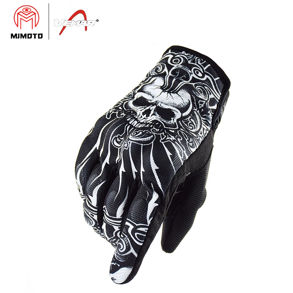 Vemar Summer Motorcycle Gloves Men Skull Mesh Moto Gloves Motorcyclist Touch Screen Biker guantes moto Black VE-203 motorcycle gloves