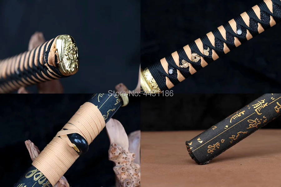 Handmade Japanese Samurai Battle Straight Knife Saber High Performance Spring Steel Blade Sharp Ninja Dao Sword Katana