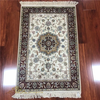 

2x3 Feet Handmade Silk Bedroom Rug Medallion Handknotted Area Carpet