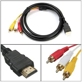 

Hot Sale HDMI Cable Male to 3RCA AV Composite Male M/M Connector Adapter Cable Cord Transmitter 2019 New Brand High Quality
