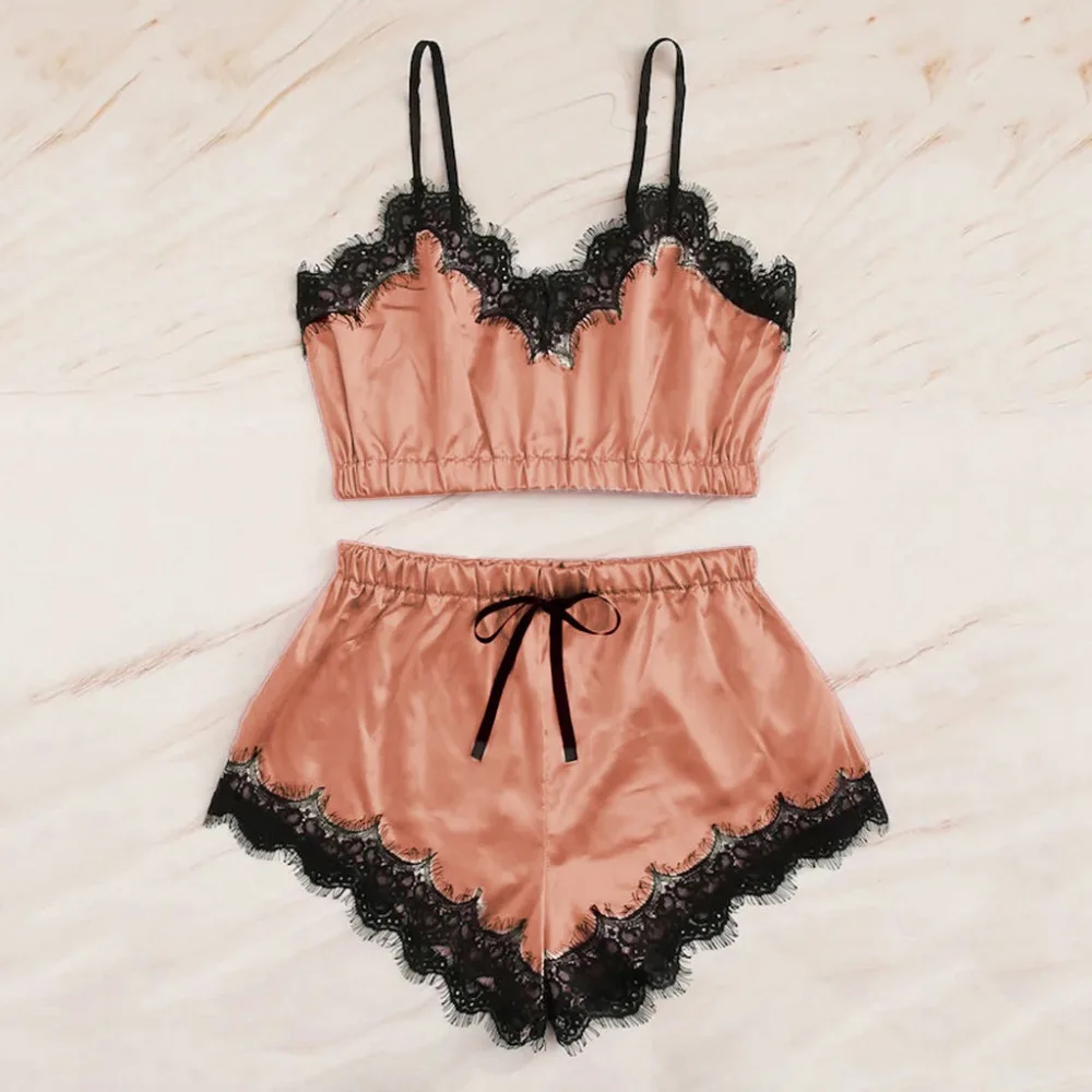 Сексуальные пижамы Для женщин шелковые кружева сетки нижнее белье Babydoll ночная Пижама летняя пикантная женская одежда 잠옷 수면잠옷