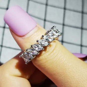 

2020 new luxury marquise 925 sterling silver eternity band ring for women lady anniversary gift jewelry wholesale R5506