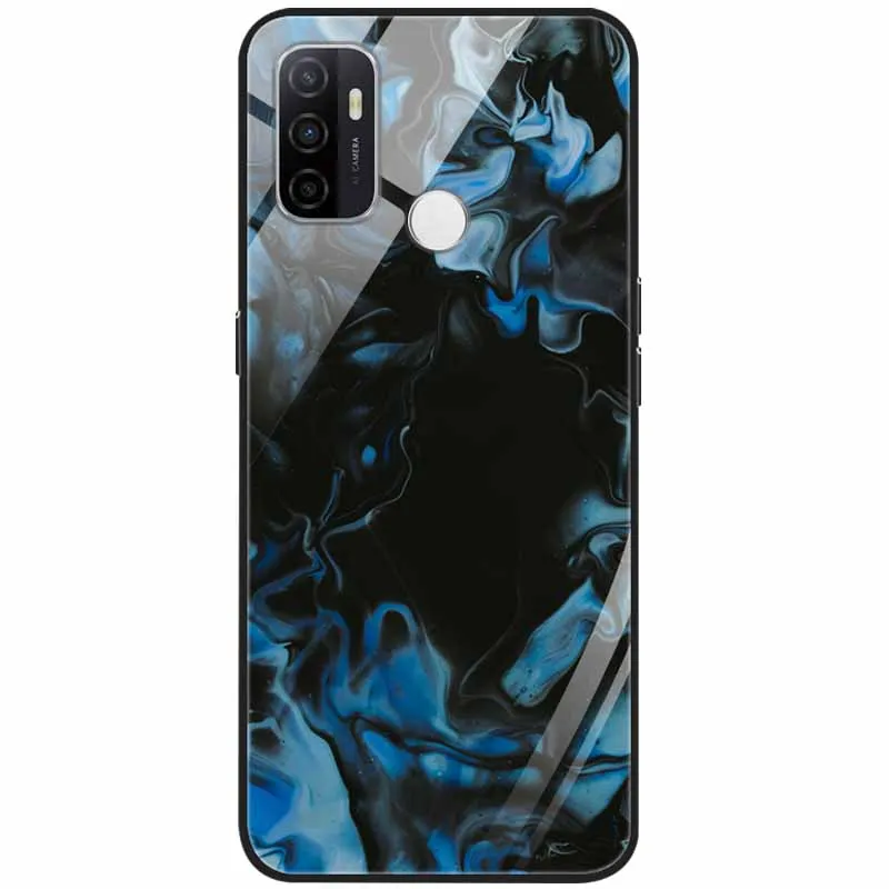 oppo phone back cover For OPPO A53s Case A53 Glass Tempered Hard Fashion Back Cover for OPPO A53 A 53s Phone Cases Luxury Bumper on for oppoA53 Coque oppo flip cover