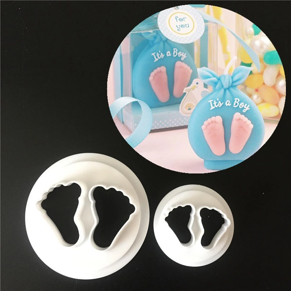 

Cake Mold Baby Feet Shape Fondant Cutter Cookie Biscuits Sugar Mold Baking Bakeware Decorating Tool Kitchen Accessory 2Pcs/Lot