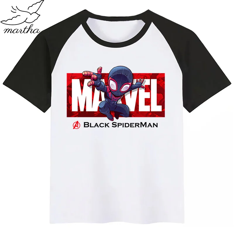 Marvel Мстители Железный человек Капитан Америка Человек-паук Халк Мультфильм модная забавная Футболка с принтом детские топы с круглым вырезом для мальчиков и девочек, футболка