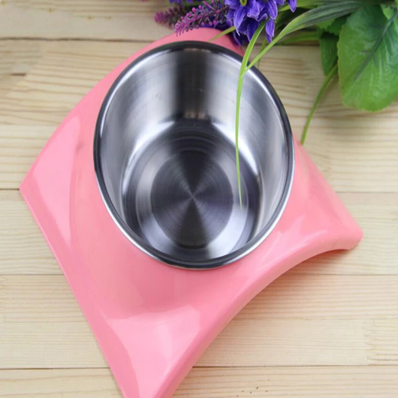 pink Миска для еды для собак двойного назначения, миска для кошек, мишка из нержавеющей стали, одинарная миска, герметичная миска для собак, умывальник для домашних животных, забота о кормлении - Цвет: pink