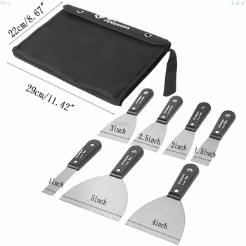 

7Pcs Scraper Set Putty Knife 1"-5" With Tool Storage Bag For Floor Wall Scraping May08 Dropship