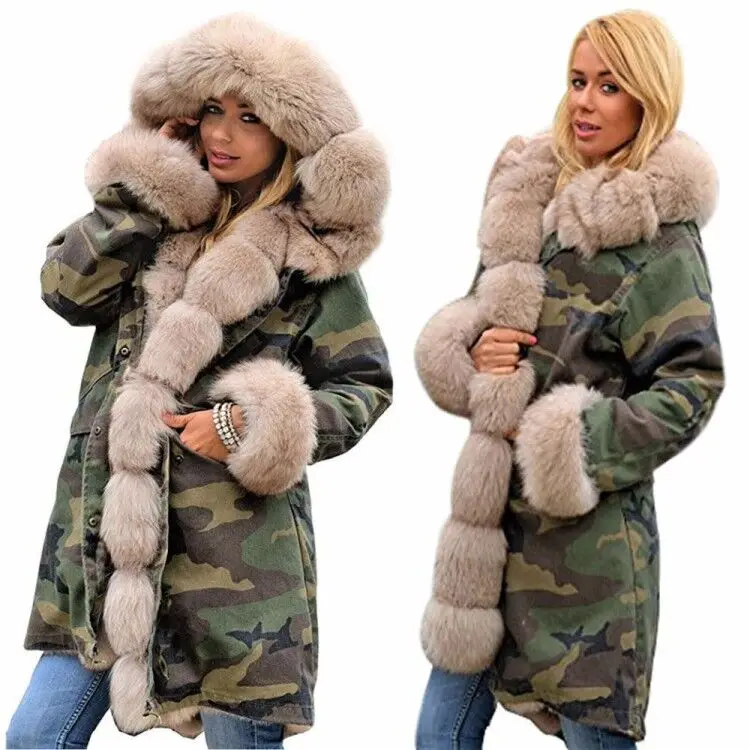 Зимняя куртка размера плюс S-5XL, пальто, новая мода, Женское пальто с капюшоном, искусственный мех, хлопок, флис, женские парки, худи, длинное пальто - Цвет: 12