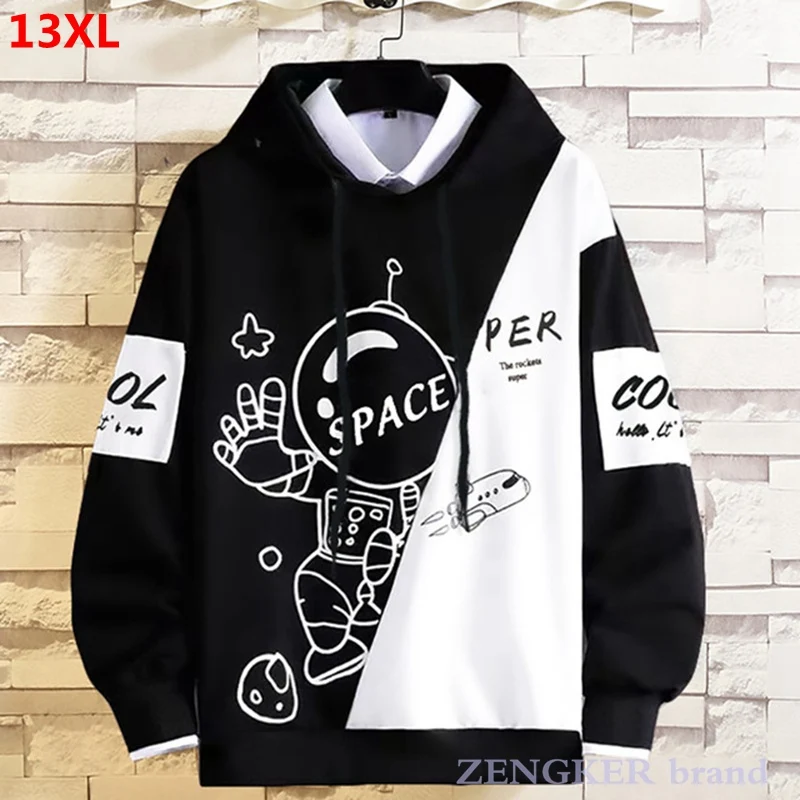 Мужской свитер с капюшоном в стиле хип-хоп размеры 10XL 11XL 12XL 13XL | Мужская одежда