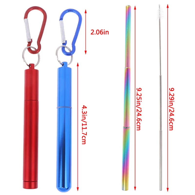 Соломка из нержавеющей стали металлические соломинки с чехлом кисти складной Экологичные портативные многоразовые, для питья бар аксессуары