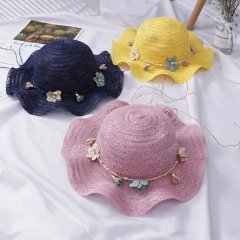 

CHILDREN'S Straw Hat Summer Girls Topee Cute Sun Hat Baby Sun Protection Hat Large Brimmed Hat Lace Princess Straw Hat