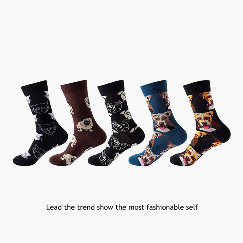 

Woman Harajuku Novelty Street Skateboard Sports Socks Cute Cartoon Basketball Unisex Socks Black Cat and Dog