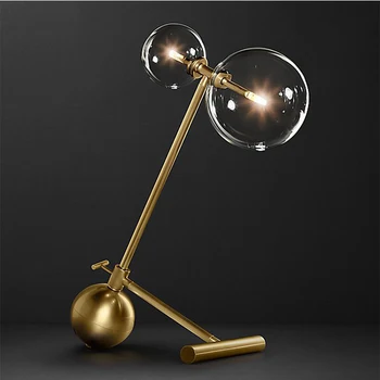 

Modern design bedside table lightings for bedroom home decoration gold table lamp clear glass ball desk light art deco 100-240V