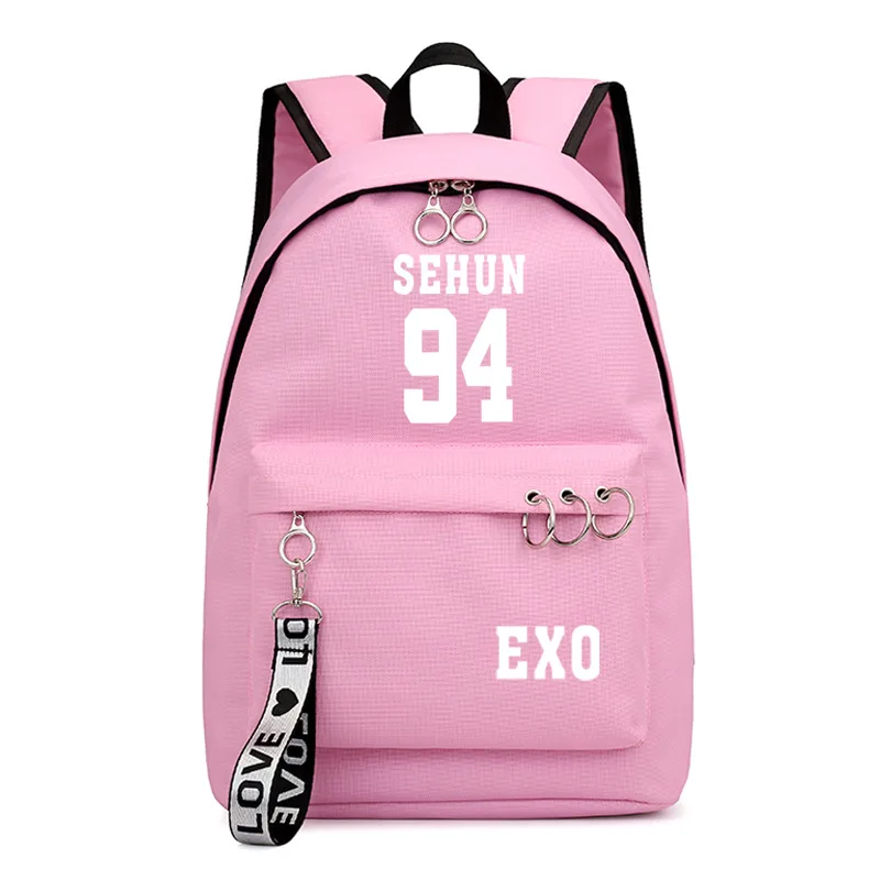 EXO Korean Team Backpack School Book Bags Man group Mochila Travel Bag Laptop Ribbon Ring Circle Boy Girls Backpack Pink Black - Цвет: Style 22