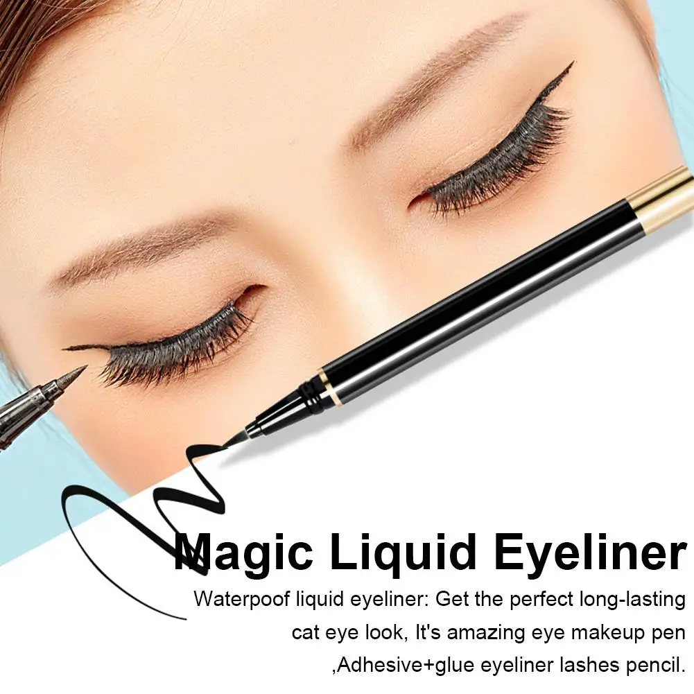 1 Pcs Magic Liquid Eyeliner With Lashes Gule Adhesive LinerWaterproof Long Lasting Quick Drying Use Normal False Eyelashes