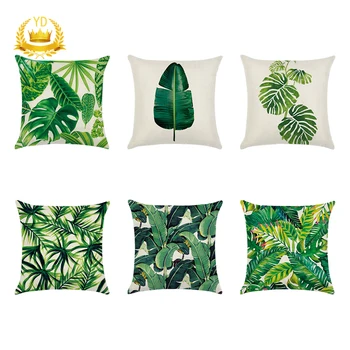 

Hot Cotton Linen Square Cushion Cover Pillow Case Cover Home Bedroom Sofa Car Decor 45 X 45cm (Green Leaf)