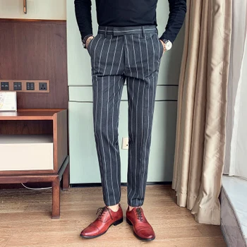 

2020 New Men's British Korean Slim Striped Pants Professional Business Casual Trend Youth Fashion Men's Trousers