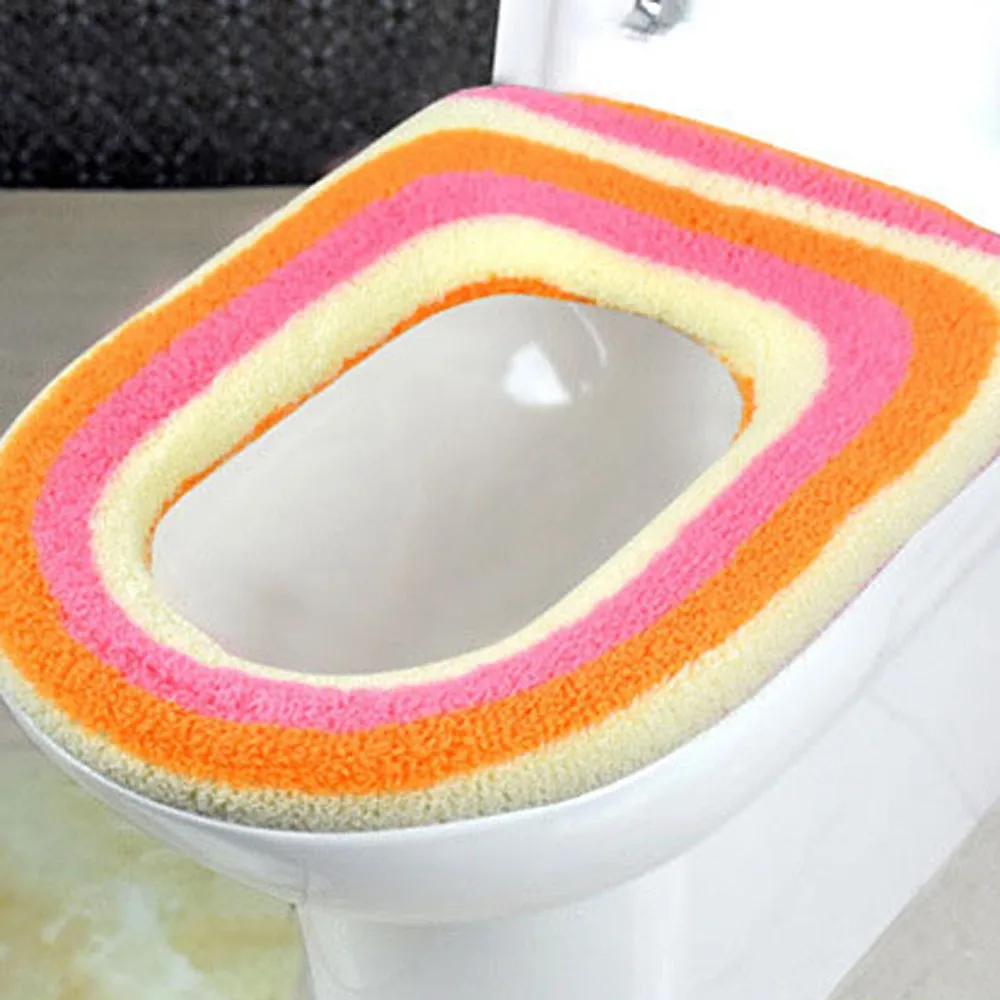 hot sale Comfortable Velvet Coral Toilet Seat Standard Rainbow Color Cushions Sitting toilet seat cover tocador 1pc