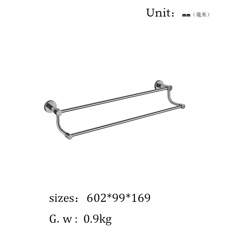 Double Towel Rack WNP SUS304 набор из нержавеющей стали для ванной комнаты, настенный хромированный полированный держатель для туалетной бумаги, держатель для полотенец, аксессуары для ванной комнаты - Цвет: Double Towel Rack